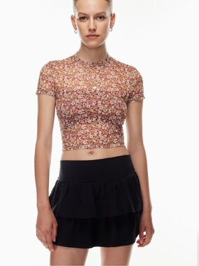 Aritzia Sunday Best Dixie Sheer Mesh Floral Crop Top Size M